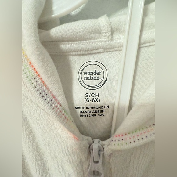 Girls Terry Swim Zippered Beach Coverup/Hood Flutter Sleeves, Beach set of 2 - Picture 7 of 7